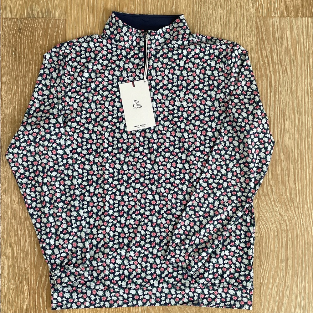 New Rhoback Quarter Zip Performance Pullover “The Spring Azalea” - Size M